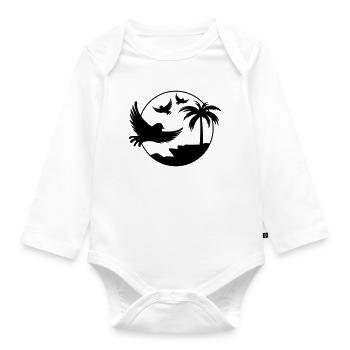 Paradise Island Birds - Organic Longsleeve Baby Bodysuit - white - Front