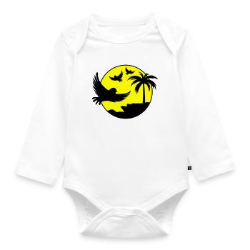 Paradise Island Birds - Organic Longsleeve Baby Bodysuit - white - Front