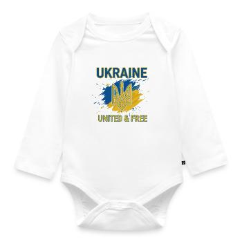 Ukraine Unity and Freedom - Organic Longsleeve Baby Bodysuit - white - Front