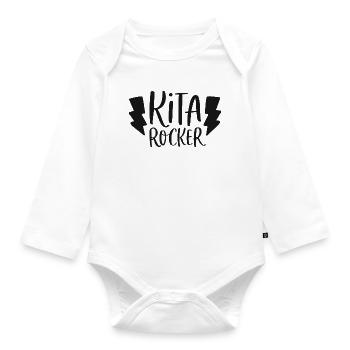 Kita Rocker first daycare day gift boy - Organic Longsleeve Baby Bodysuit - white - Front