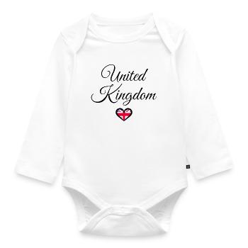 UK Heart Flag Shirt  - Organic Longsleeve Baby Bodysuit - white - Front