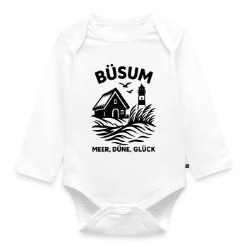 Büsum Meer Düne Glück - Baby Bio-Langarm-Body - Weiß - Vorne