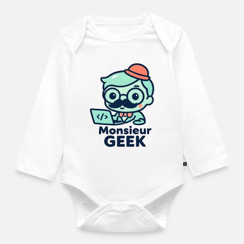 Monsieur Geek Codeur Chic - Body Bébé bio manches longues - blanc