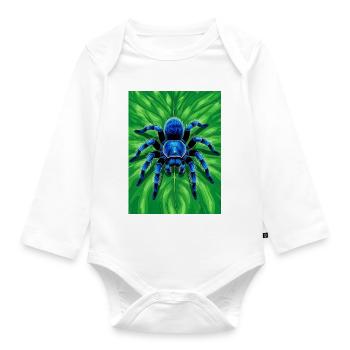 Gooty Sapphire Tarantula Brilliant blue spider - Organic Longsleeve Baby Bodysuit - white - Front