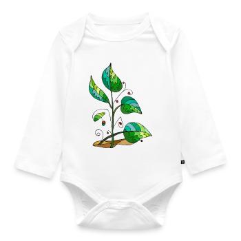 leaves - Organic Longsleeve Baby Bodysuit - white - Front