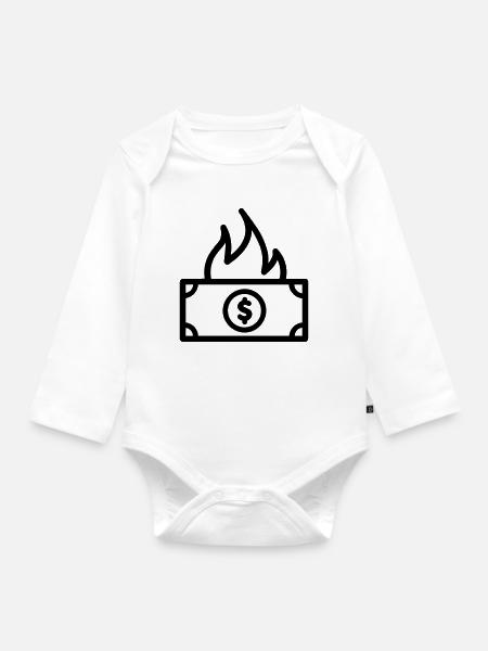 Geld verbrennen - Baby Bio-Langarm-Body - Weiß