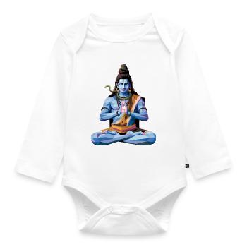 Shiva - Cool Low Poly Indian Mythology Logo - Organic Longsleeve Baby Bodysuit - white - Front