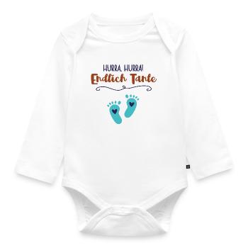 Finally Aunt Nephew Boy Baby Announcement - Organic Longsleeve Baby Bodysuit - white - Front