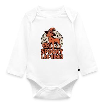 Spooky Foxred Labrador Halloween - Organic Longsleeve Baby Bodysuit - white - Front