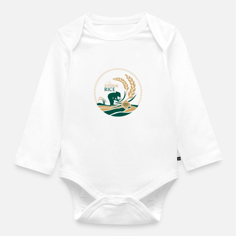 Logo du riz au jasmin thaïlandais Bio - Body Bébé bio manches longues - blanc