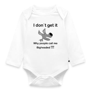 Grey Cartoon Dog Snout - Organic Longsleeve Baby Bodysuit - white - Front