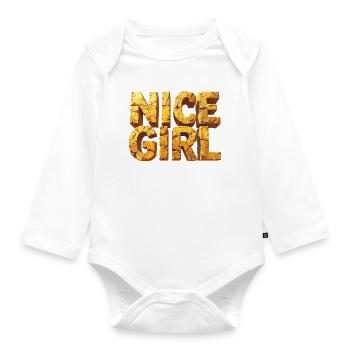 Nice Girl – Monumental Letters in the Sky - Organic Longsleeve Baby Bodysuit - white - Front