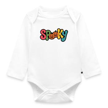 Spooky Kürbis Halloween Logo - Baby Bio-Langarm-Body - Weiß - Vorne