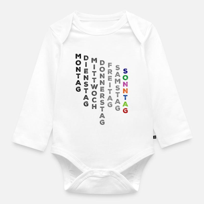 Le dimanche de la semaine - coloré - Body Bébé bio manches longues - blanc