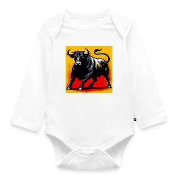 bull - Organic Longsleeve Baby Bodysuit - white - Front