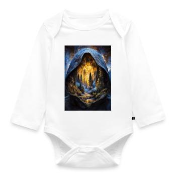 Kapuzen-Inferno-Wald - Baby Bio-Langarm-Body - Weiß - Vorne