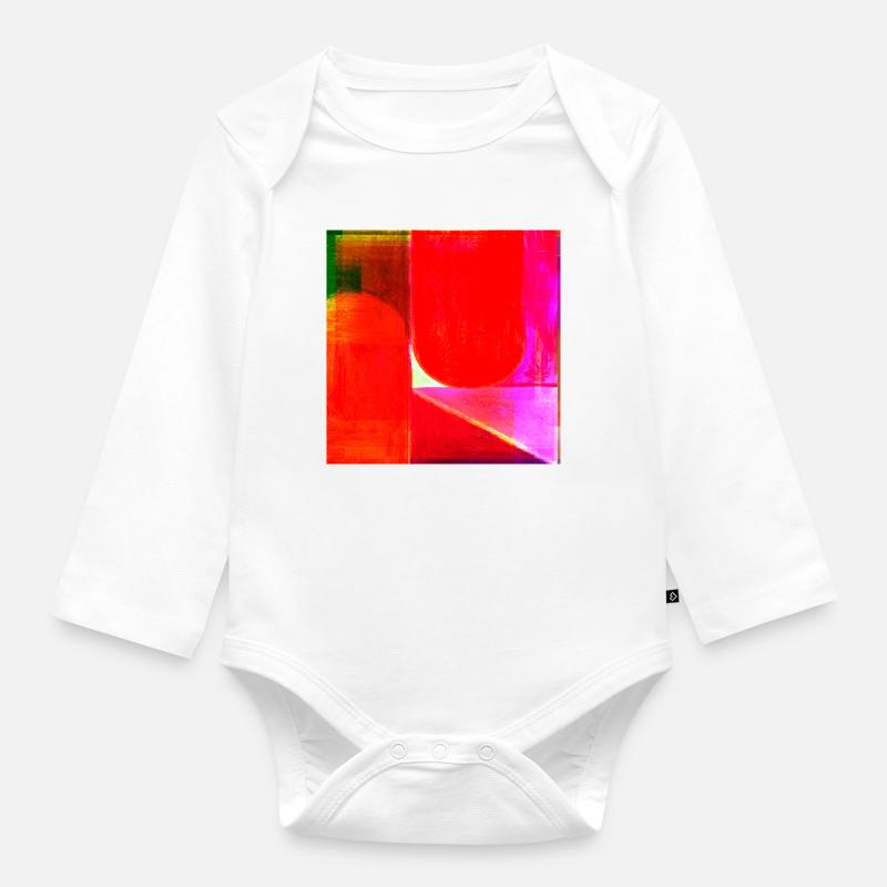 Géométrie du bloc de couleur néon - Body Bébé bio manches longues - blanc