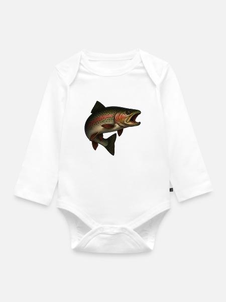Faszinierende Forelle Am Wasser - Baby Bio-Langarm-Body - Weiß