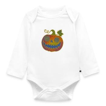Psychedelischer Halloween Kürbis - Baby Bio-Langarm-Body - Weiß - Vorne