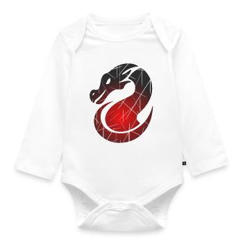 Roter Drachen mit Split-Textur - Baby Bio-Langarm-Body - Weiß - Vorne