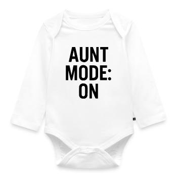 Aunt Mode On - Humour drôle pour les tantes - Body Bébé bio manches longues - blanc - Devant