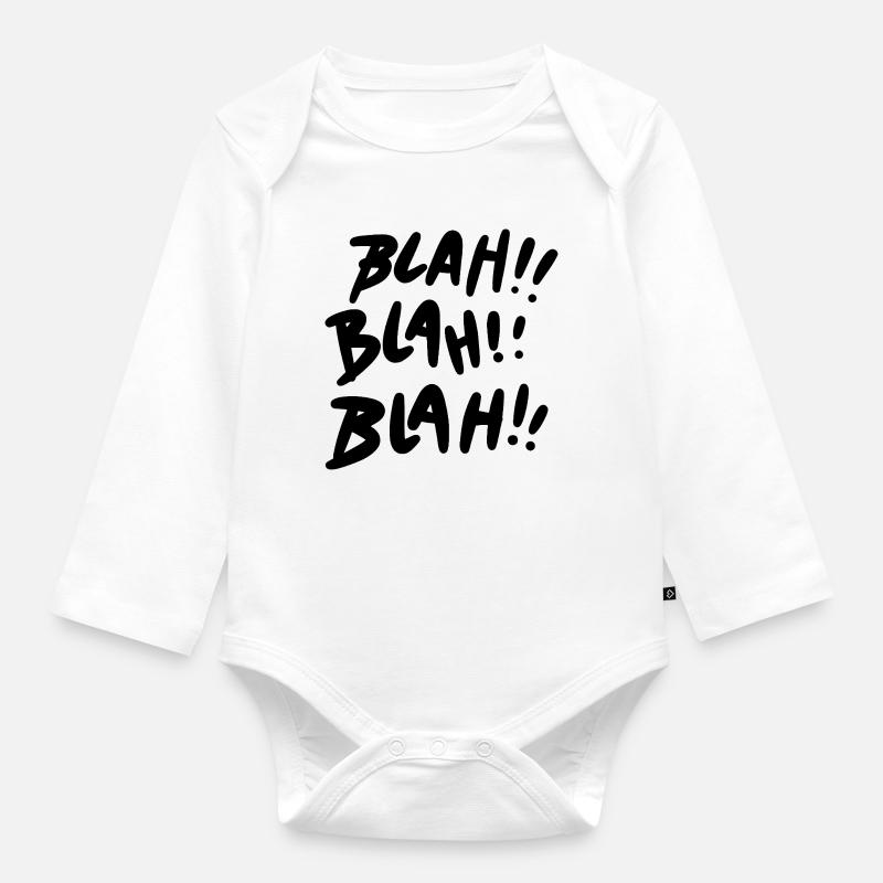 Bla Bla Bla Déclaration noire - Body Bébé bio manches longues - blanc