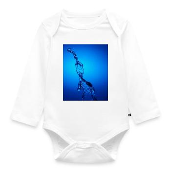 Blue Backlit Water Abstract - Organic Longsleeve Baby Bodysuit - white - Front