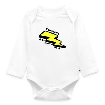 Lucky Charm: Fighter - You can do it! - Organic Longsleeve Baby Bodysuit - white - Front