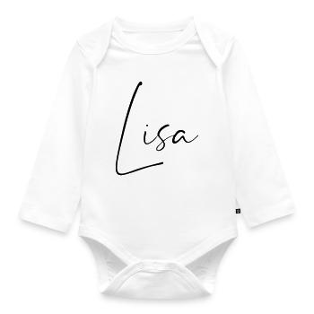 Lisa / Conception du nom de l’écriture manuscrite - Body Bébé bio manches longues - blanc - Devant
