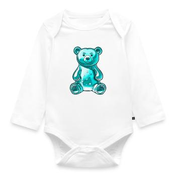 Gummy Bear Turquoise - Organic Longsleeve Baby Bodysuit - white - Front