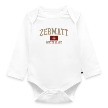 Zermatt Swiss Textured Logo - Organic Longsleeve Baby Bodysuit - white - Front