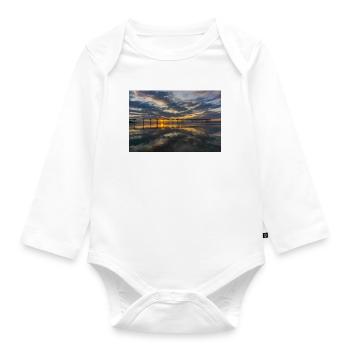 Reflexionen am Sunset Pier - Baby Bio-Langarm-Body - Weiß - Vorne