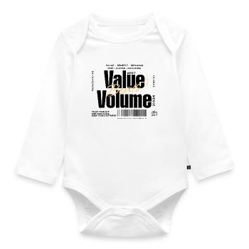 Value Beats Volume – Statement Design (Light) - Organic Longsleeve Baby Bodysuit - white - Front