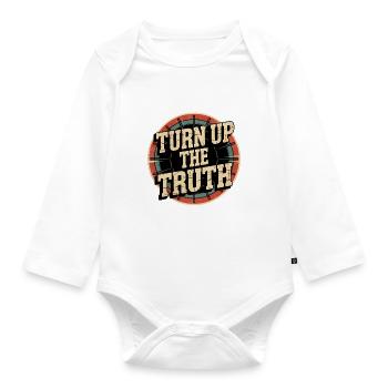 Retro Grunge – Turn Up The Truth - Organic Longsleeve Baby Bodysuit - white - Front