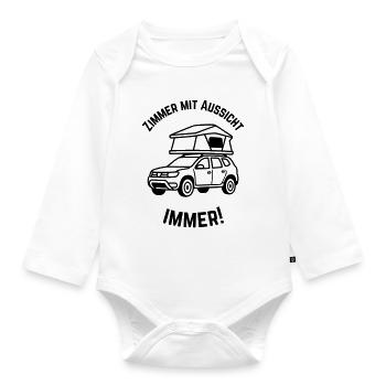 Roof tent with a view - Organic Longsleeve Baby Bodysuit - white - Front