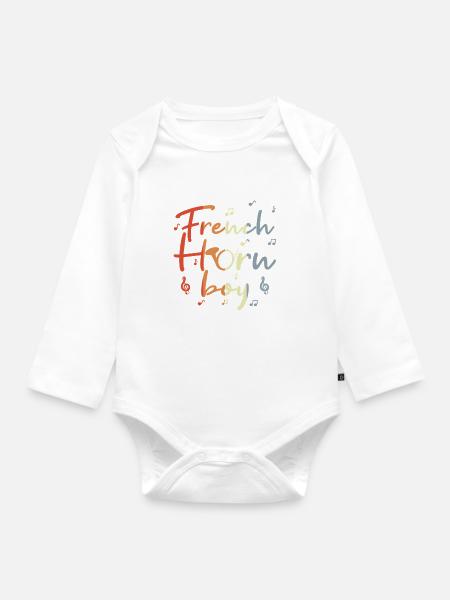 Waldhorn Junge - Baby Bio-Langarm-Body - Weiß