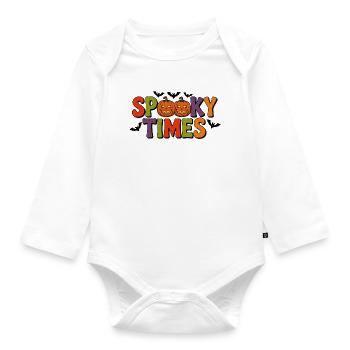 Spooky Times Pumpkins - Organic Longsleeve Baby Bodysuit - white - Front