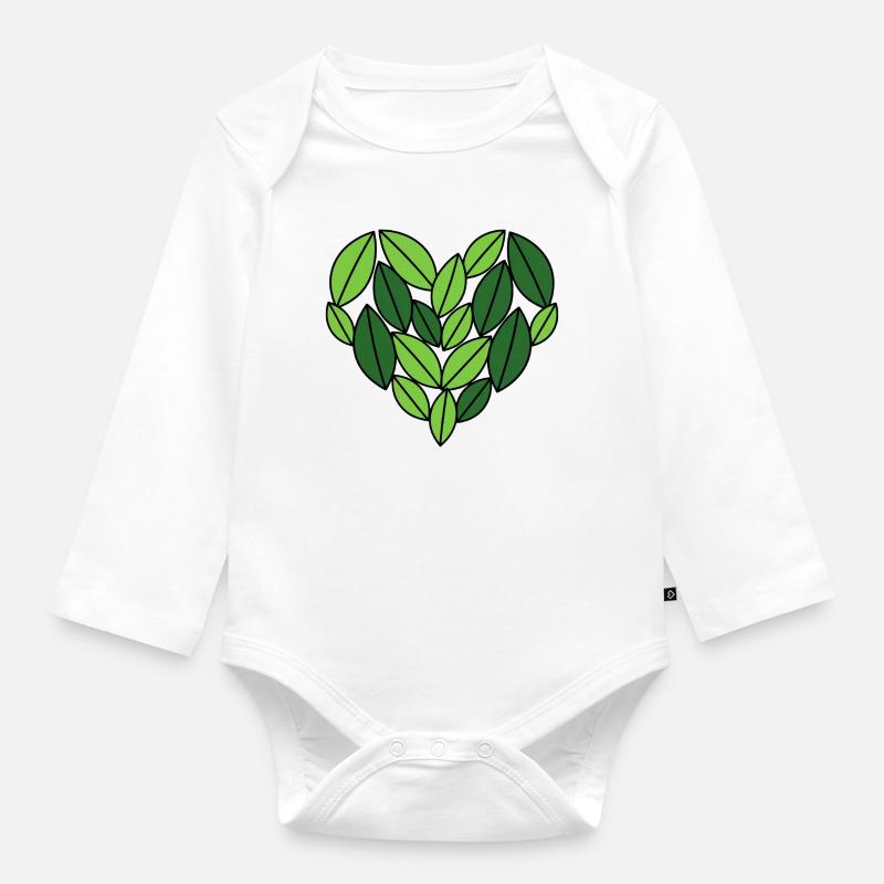 Coeur de feuille Nature Design - Body Bébé bio manches longues - blanc