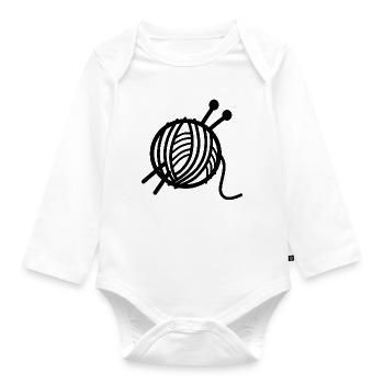 Ball of wool - Organic Longsleeve Baby Bodysuit - white - Front
