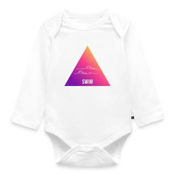 Swimming Gradient Triangle Waves - Organic Longsleeve Baby Bodysuit - white - Front