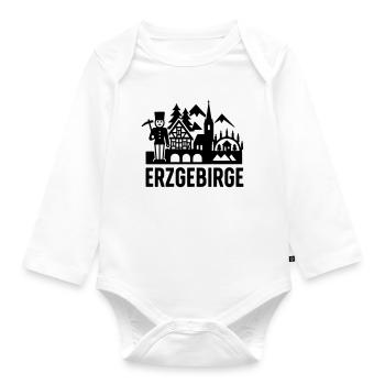 Erzgebirge typisch Silhouette - Baby Bio-Langarm-Body - Weiß - Vorne