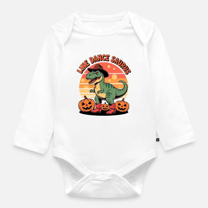 LineDance Saurus Halloween - Body Bébé bio manches longues - blanc