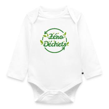 zero dechets plante - Body Bébé bio manches longues - blanc - Devant