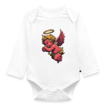 Crimson Cherub Halo Wings - Organic Longsleeve Baby Bodysuit - white - Front