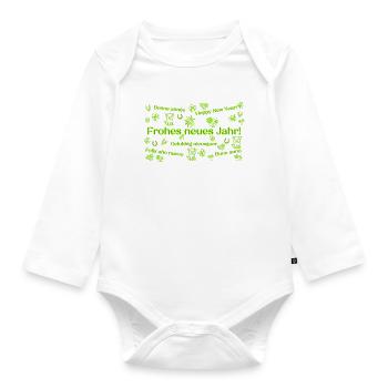 Célébrer la Bonne Année durablement Symboles porte-bonheur - Body Bébé bio manches longues - blanc - Devant