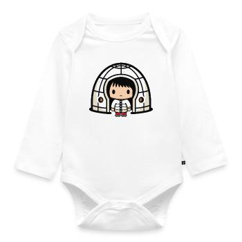 Winter Eskimo Igloo Comic - Organic Longsleeve Baby Bodysuit - white - Front