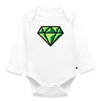 Diamant (Edelstein Brillant Symbol / POS Gre 3C) - Baby Bio-Langarm-Body - Weiß - Vorne