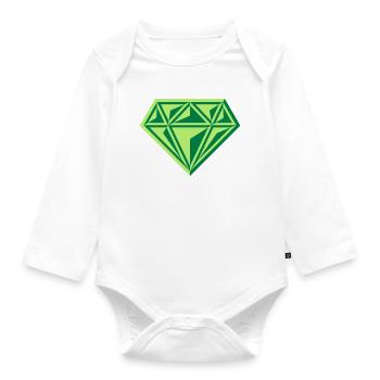 Diamond (Gemstone / Brilliant / Symbol / Gre / 2C) - Organic Longsleeve Baby Bodysuit - white - Front