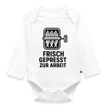 Public transport Freshly squeezed to work - Organic Longsleeve Baby Bodysuit - white - Front