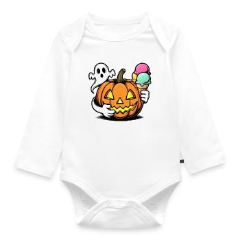 Duo de glaces à la citrouille d’Halloween - Body Bébé bio manches longues - blanc - Devant
